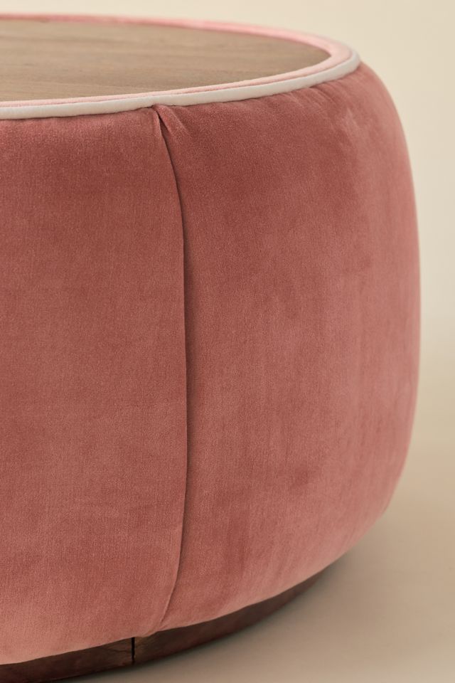 Jane Round Velvet Storage Coffee Table #4