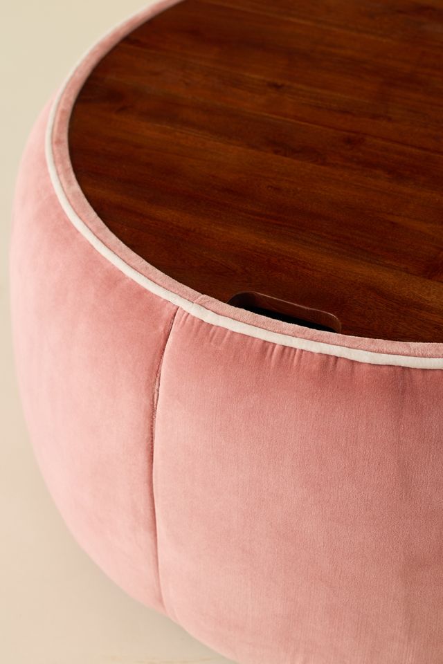 Jane Round Velvet Storage Coffee Table #5