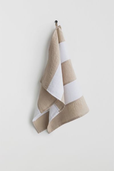 Magiclinen Striped Tea Towel In White/natural At Urban Outfitters In White