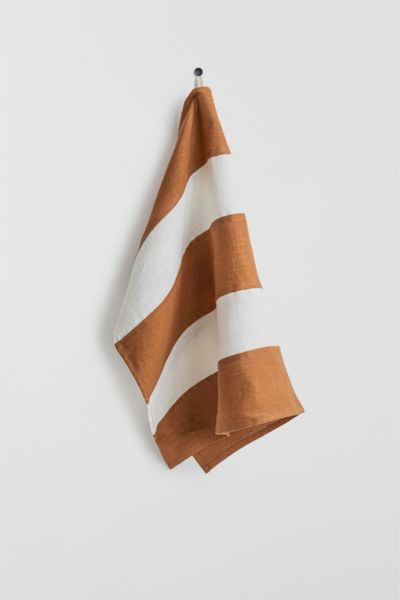 Magiclinen Striped Tea Towel In White/cinnamon At Urban Outfitters