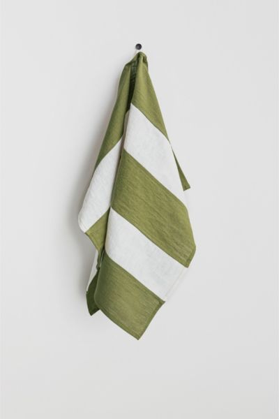 Magiclinen Striped Tea Towel In White/green At Urban Outfitters In Multi