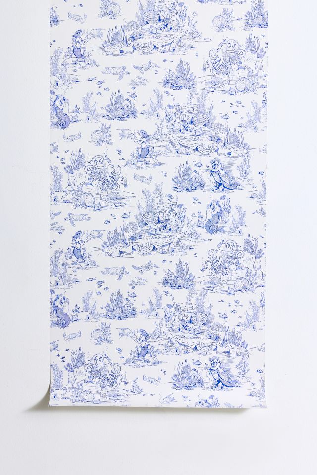 UO Home Mermaid Toile Removable Wallpaper #1