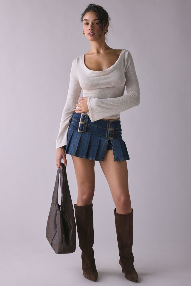 Mini-jupe-short en denim avec ceinture Double Trouble BDG #2