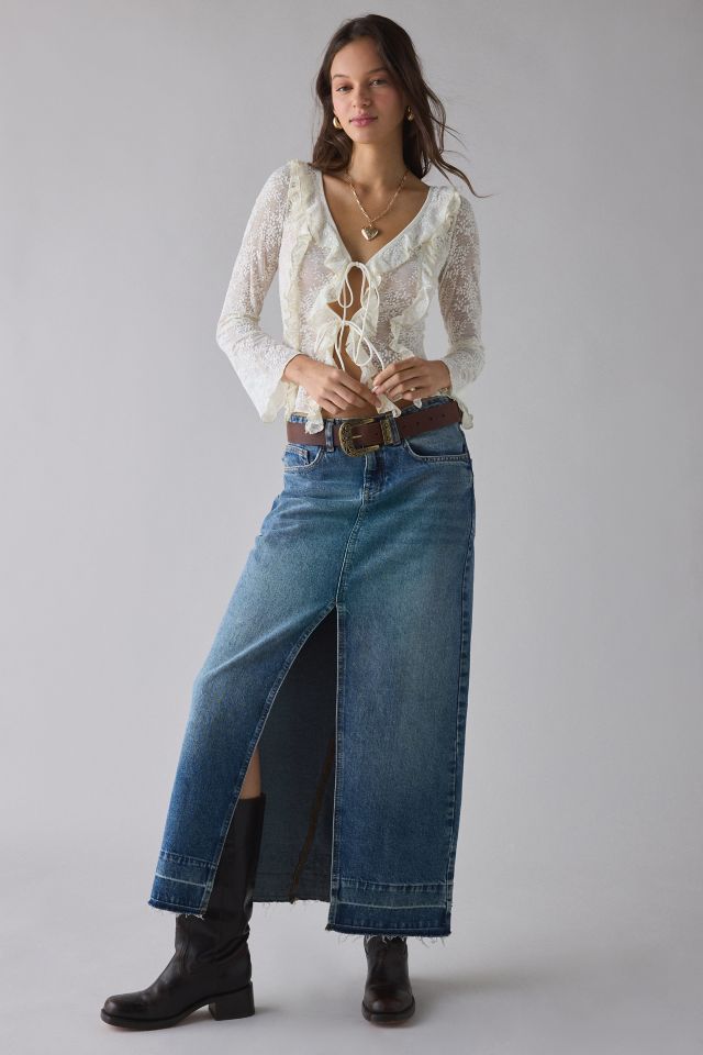 Kiss The Sky Lola Sheer Lace Tie-Front Ruffle Top #2