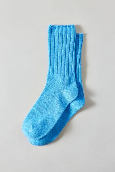 Urban Outfitters Dahlia Everyday Ribbed Crew Sock In Light Blue, Women's At