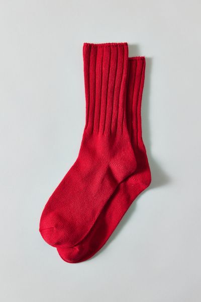 Urban Outfitters Dahlia Everyday Ribbed Crew Sock In Red, Women's At