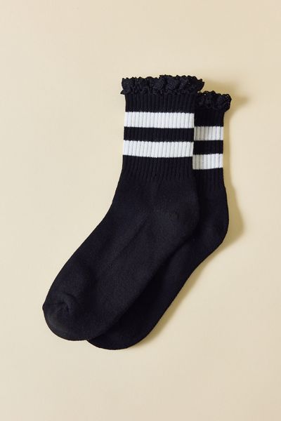 Lace-Trim Striped Athletic Socks