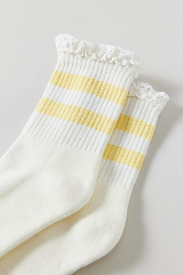 Lace-Trim Striped Athletic Socks #1