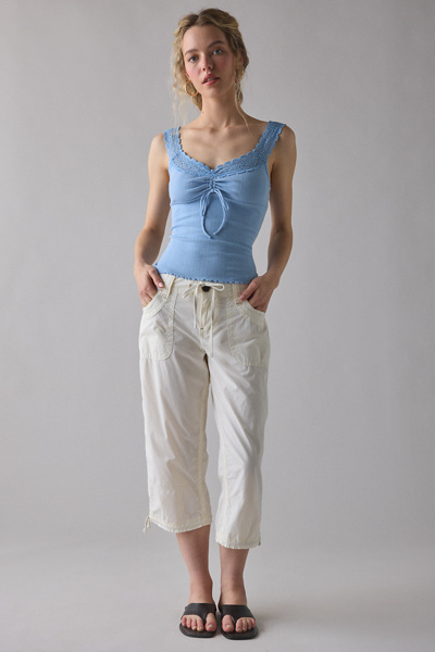 Kimchi Blue Callie Cinch-Front Lace Trim Tank Top