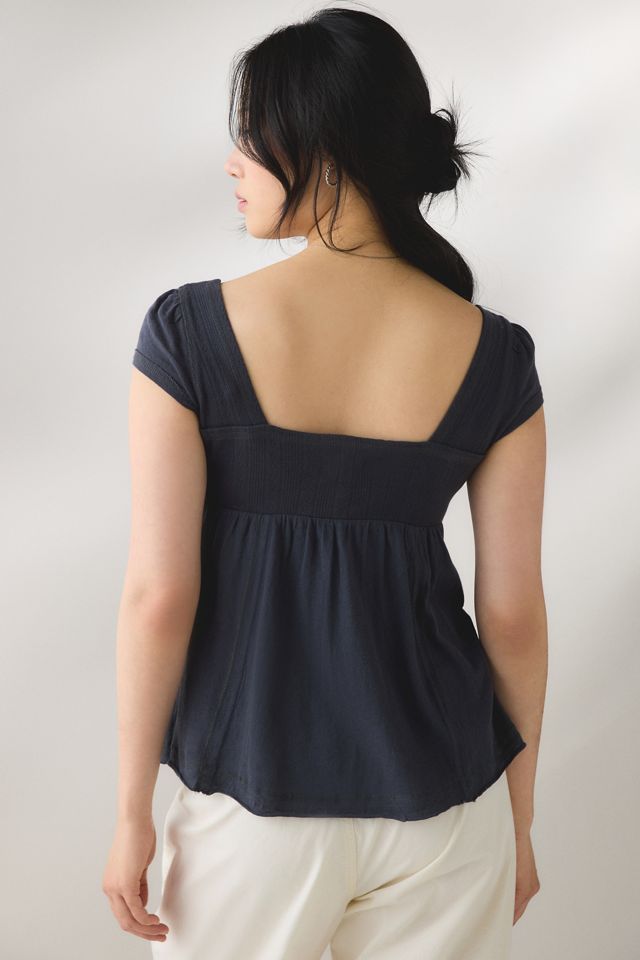 BDG Sawyer Lace Trim Short Sleeve Babydoll Top #4