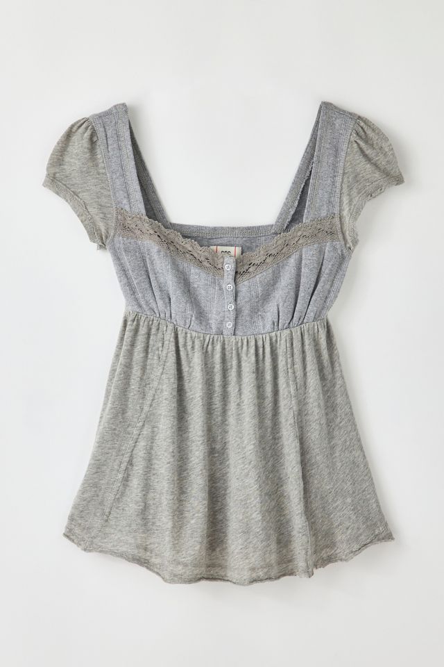 BDG Sawyer Lace Trim Short Sleeve Babydoll Top | Urban Outfitters