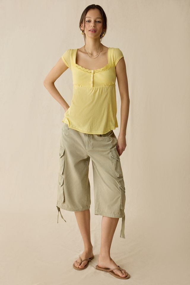 BDG Sawyer Lace Trim Short Sleeve Babydoll Top #3