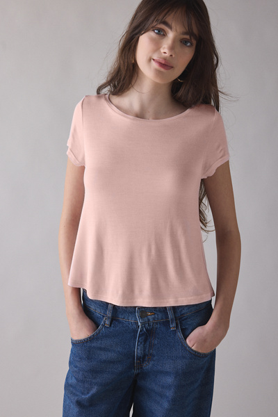Bdg Bowery Marlow Jersey Knit Short Sleeve Baby Tee In Pink, Women's At Urban Outfitters