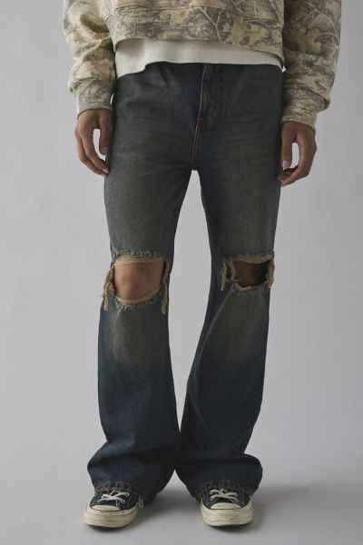 Bdg Kenny Destructed Flare Jean In Pond Wash, Men's At Urban Outfitters In Black