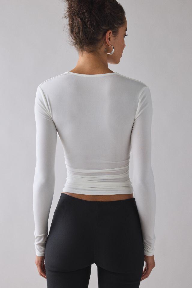 UO Claire Cropped Long Sleeve Shrug Top #3