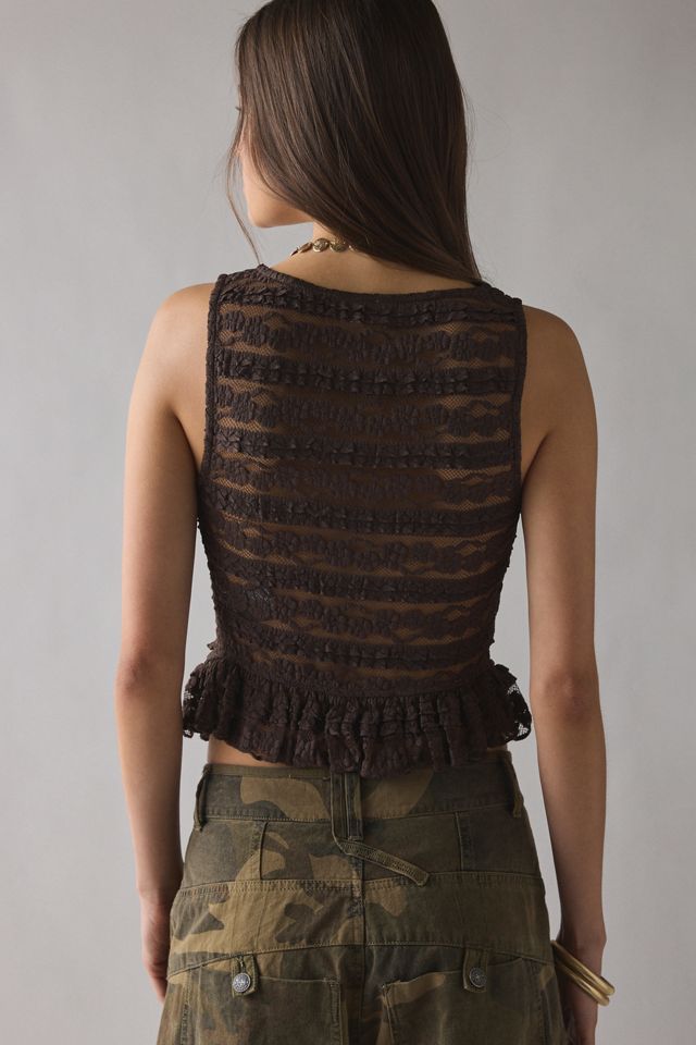 Kimchi Blue Amara Ruffle Lace Button-Front Tank Top | Urban