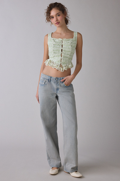 Kimchi Blue Amara Ruffle Lace Button-Front Tank Top