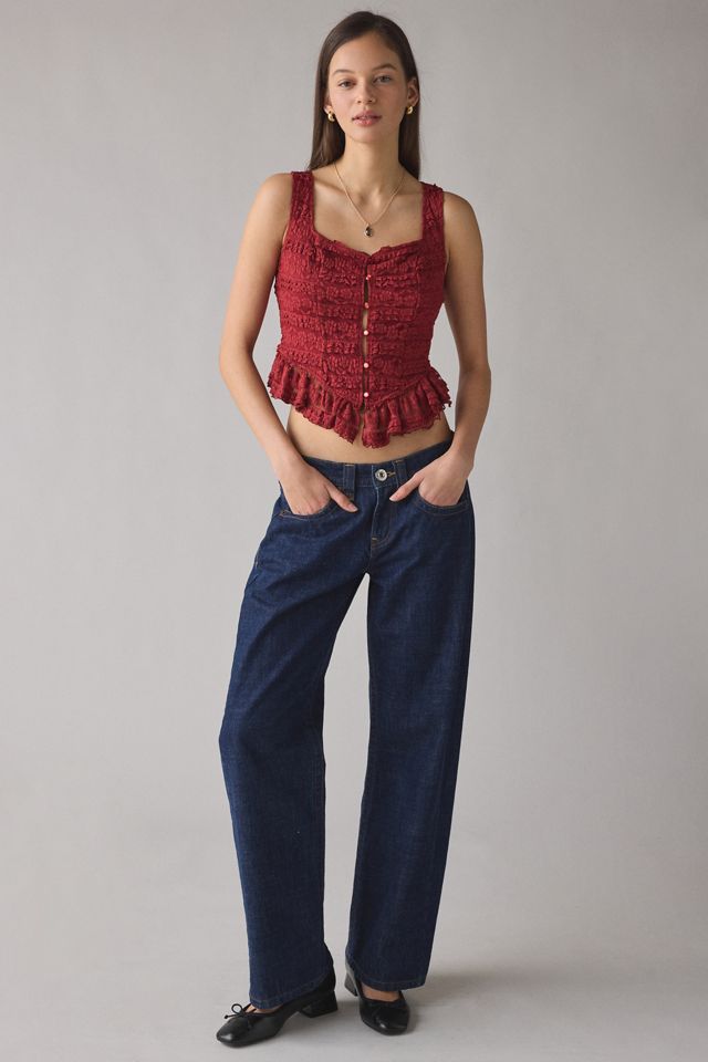 Kimchi Blue Amara Ruffle Lace Button-Front Tank Top #3