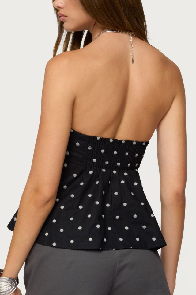 Edikted Izzey Polka Dot Strapless Babydoll Top #4