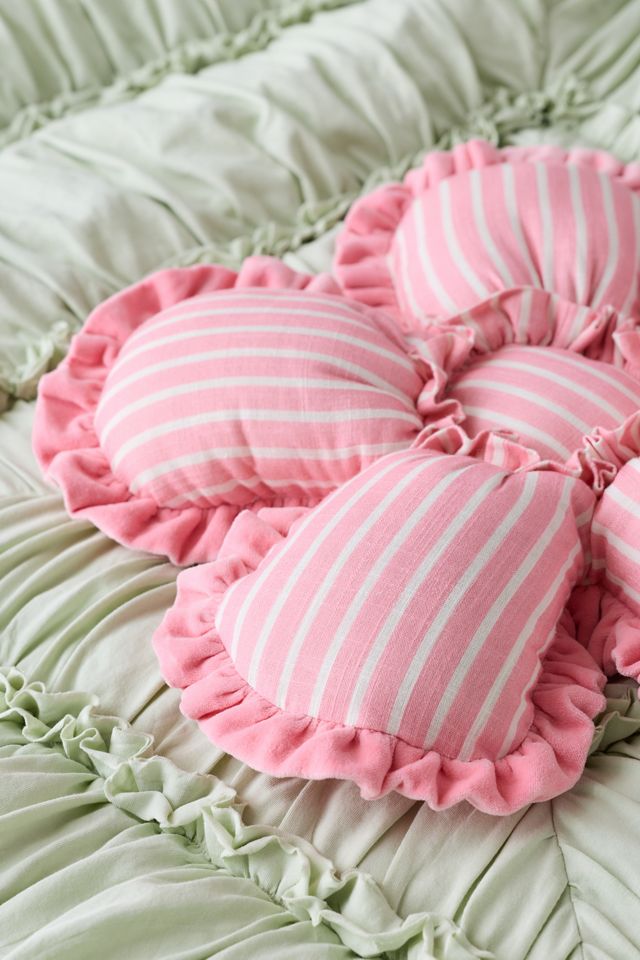 Birdie Flower Shaped Striped Ruffle Throw Pillow #1