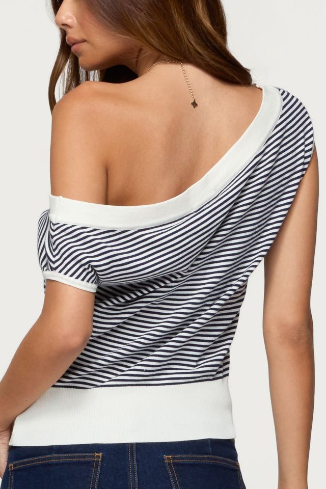 Edikted Lottey Striped Off Shoulder Knit Top #2