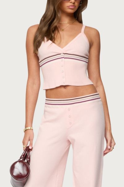 Edikted Miya Stripe Rib Tank In Pink