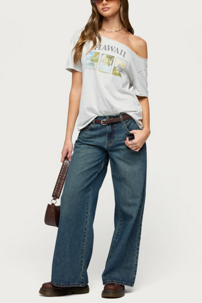 Edikted Hawaiian Babe Off Shoulder T Shirt