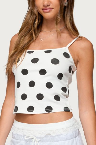 Edikted Lynne Polka Dot Cotton Camisole In Neutral