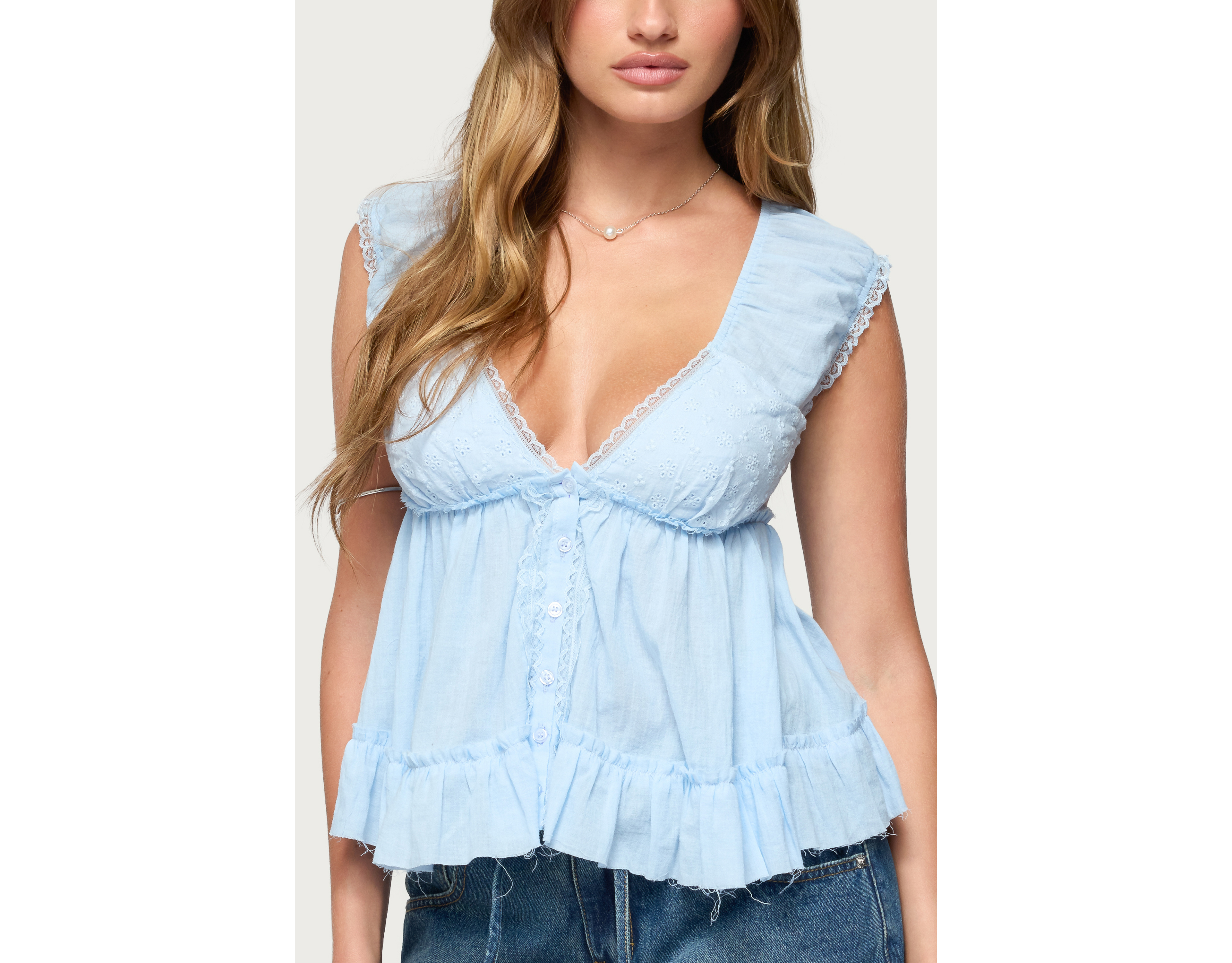 Edikted Gizelle Cotton Babydoll Top