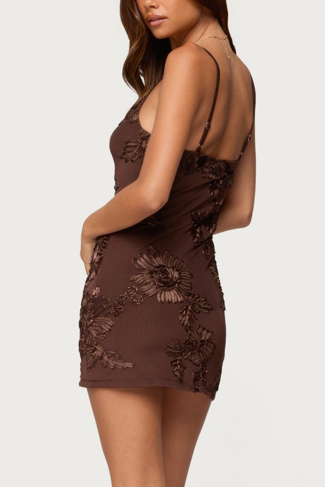 Edikted Caya Embroidered Floral Mesh Mini Dress #2