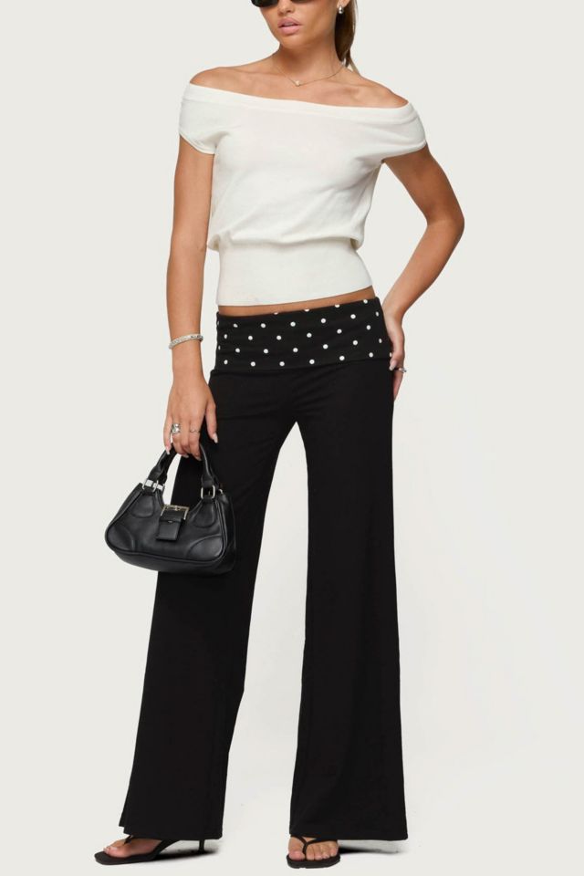 Edikted Reeva Polka Dot Fold Over Pants #1