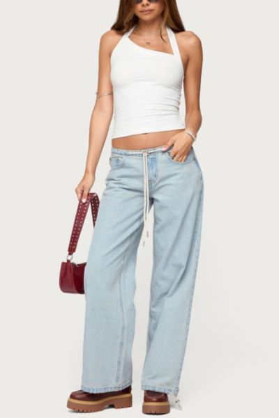 Edikted Meggie Low Rise Jeans In Light/blue, Women's At Urban Outfitters In Blue