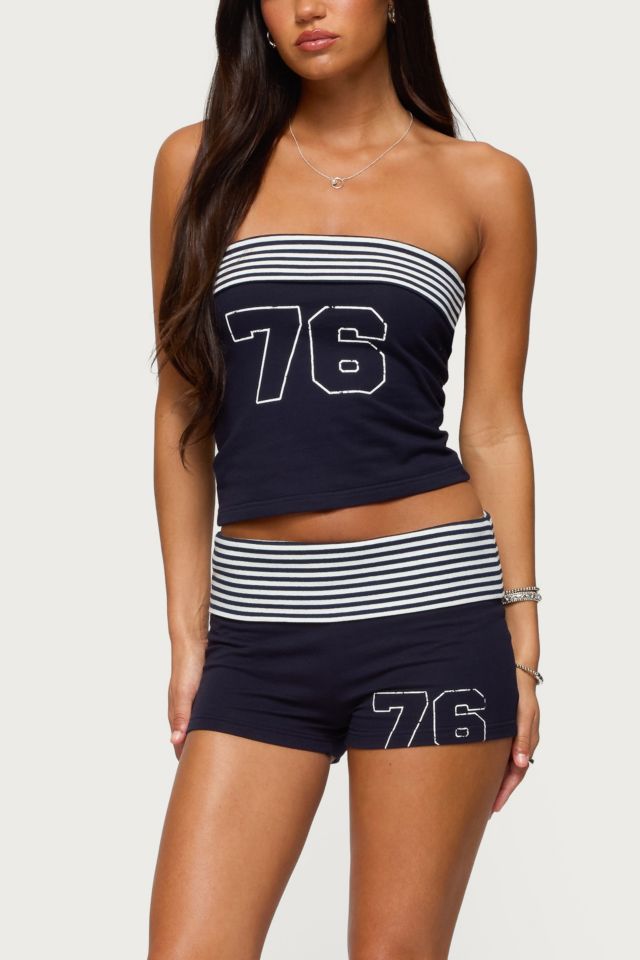 Edikted 76 Stripey Fold Over Shorts #1