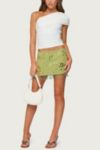 Edikted Sheer Sequin Bead Fringed Mini Skirt