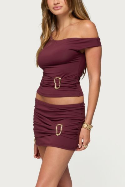 Edikted Kenia Abstract Ring Mini Skirt In Burgundy, Women's At Urban Outfitters