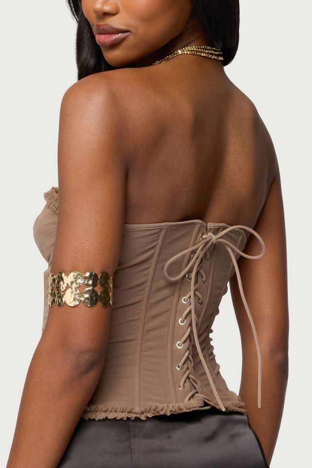 Edikted Deirdre Mesh Lace Up Corset | Urban Outfitters