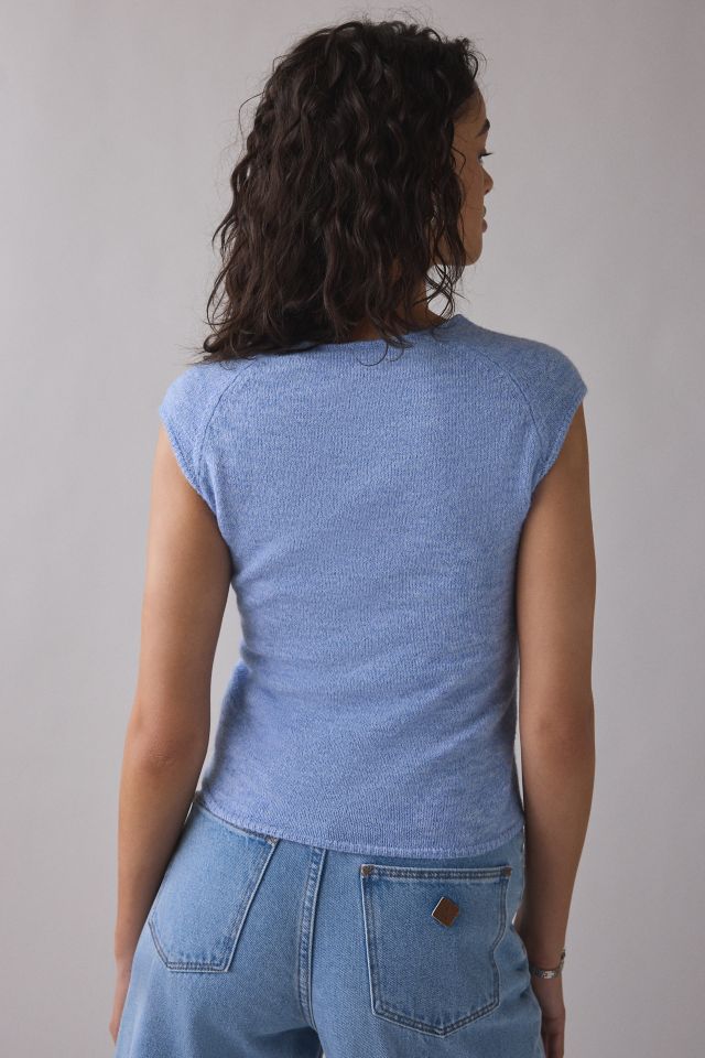 Kimchi Blue Icon Button Cap Sleeve Cropped Cardigan #1