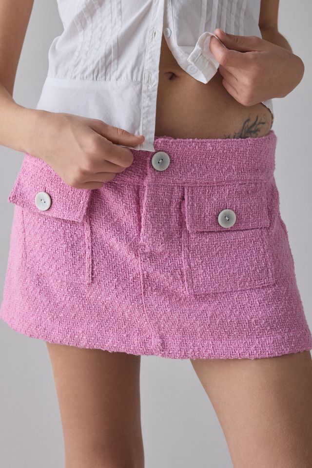 Kimchi Blue New Day Tweed Low-Rise Mini Skort | Urban Outfitters