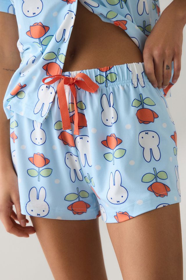 Miffy Flower Print Short Sleeve Button-Down Top + Shorts 2-Piece PJ Set #2