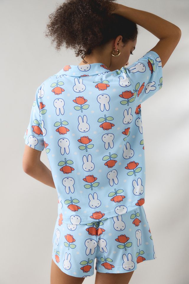Miffy Flower Print Short Sleeve Button-Down Top + Shorts 2-Piece PJ Set #4