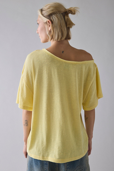 BDG Courtney Low Battery Graphic Off-The-Shoulder Oversized Tee