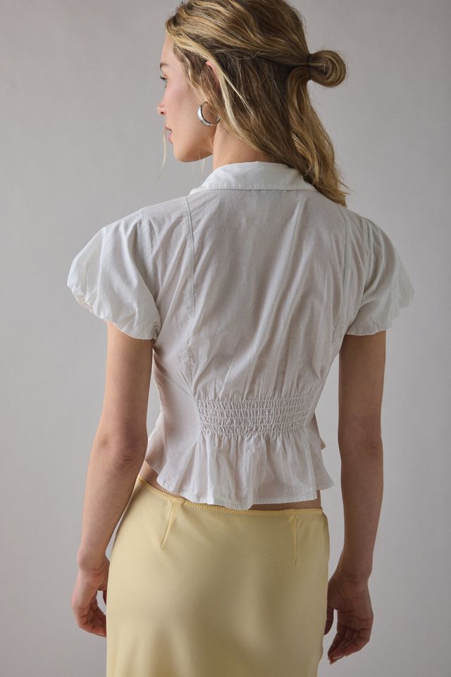 Chemisier boutonné à manches courtes froncées Maude UO #1