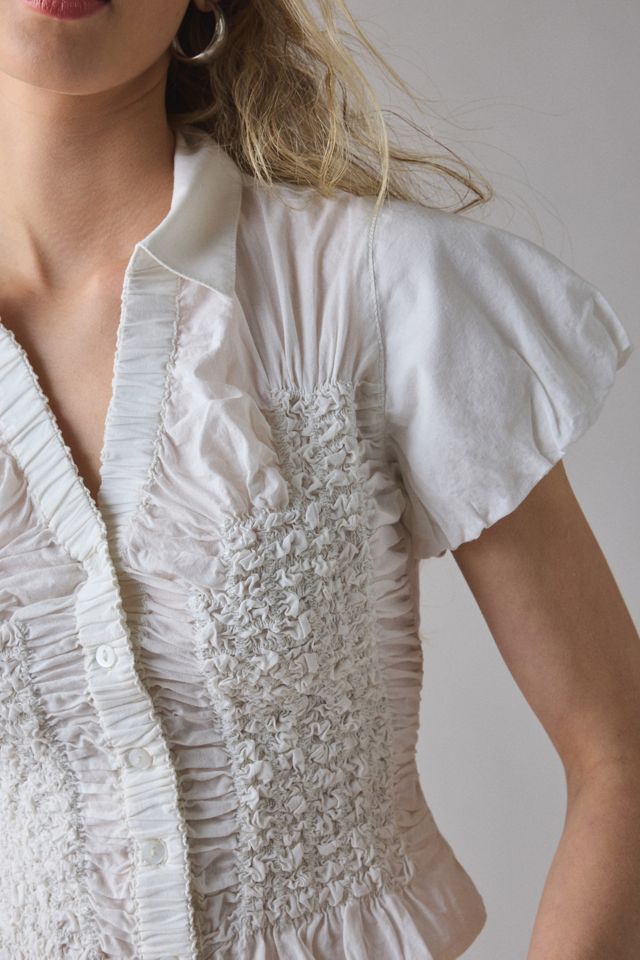 Chemisier boutonné à manches courtes froncées Maude UO #3