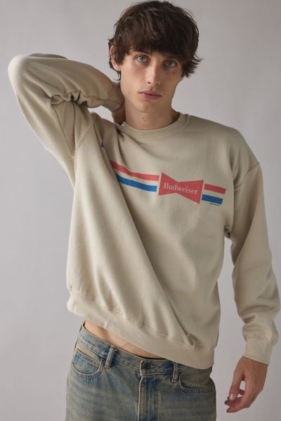 Budweiser Stripe Logo Graphic Crew Neck Sweatshirt