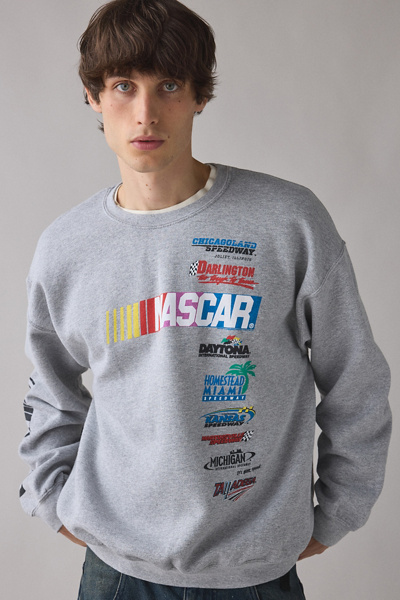Urban Outfitters Nascar Graphic Crew Neck Sweatshirt In Grey, Men's At  In Gray