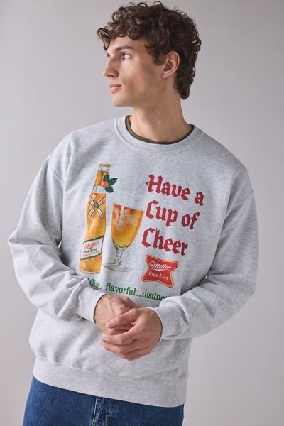 Miller High Life Have A Cup Of Cheer Graphic Crew Neck Sweatshirt