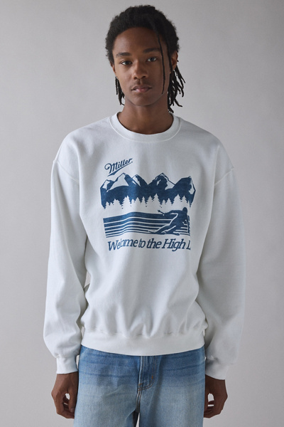 Urban Outfitters Miller Welcome To The High Life Graphic Crew Neck Sweatshirt In White, Men's At
