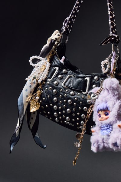 Bdg Sonny Studded Hobo Bag In Black, Women's At Urban Outfitters In Black
