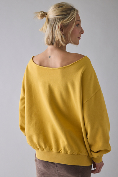 Maison Cross Stitch Graphic Off-The-Shoulder Oversized Pullover