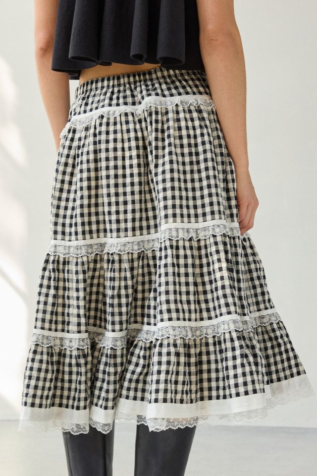 Kimchi Blue Esther Lace Trim Tiered Midi Skirt #3